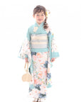 Children's Kimono, rose, emerald green, 6-9 years