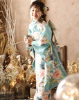 Children's Kimono, rose, emerald green, 6-9 years