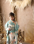 Children's Kimono, rose, emerald green, 6-9 years