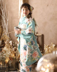 Children's Kimono, rose, emerald green, 6-9 years